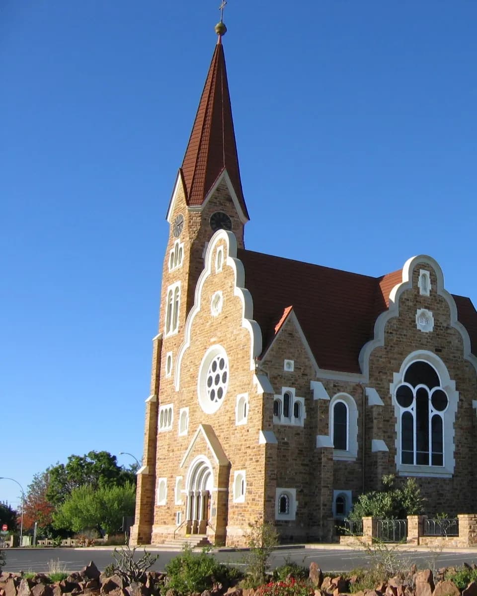 Historic Christuskirche church in central Windhoek with its timber spire against the sky